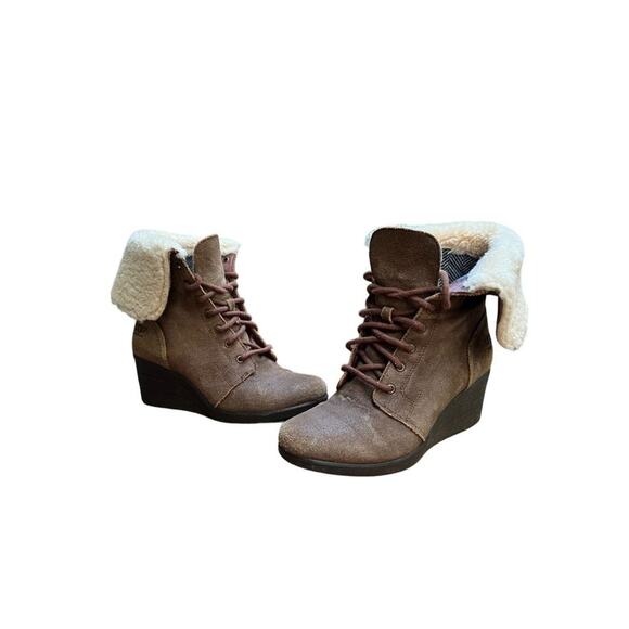 Ugg Australia Womens Zea Brown Leather Waterproof Wedge Boots Size 8 - Picture 1 of 8